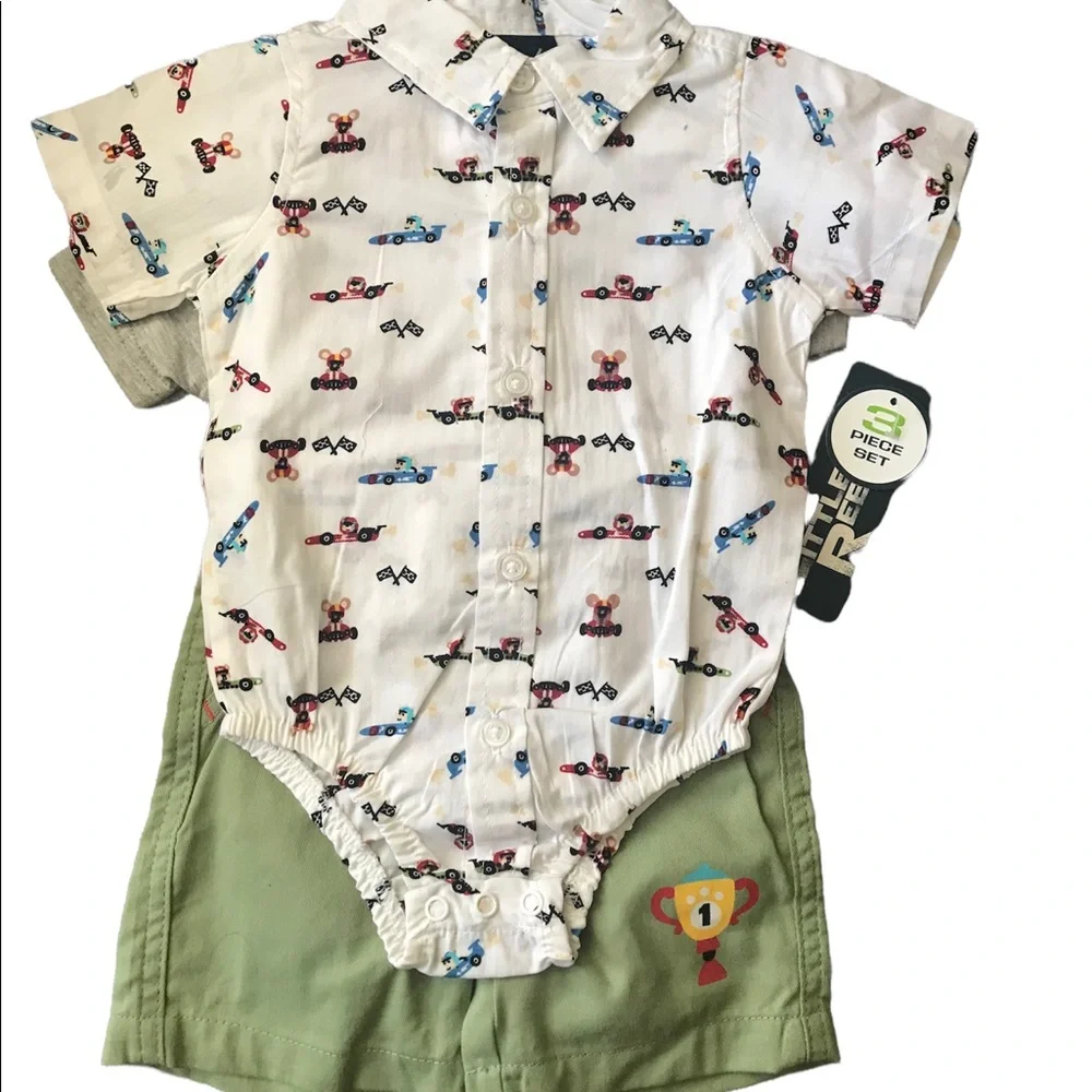 Little Rebels ‘Born to Ride’ Three Piece Bodysuit Set 6-9 months Mix n Match Set